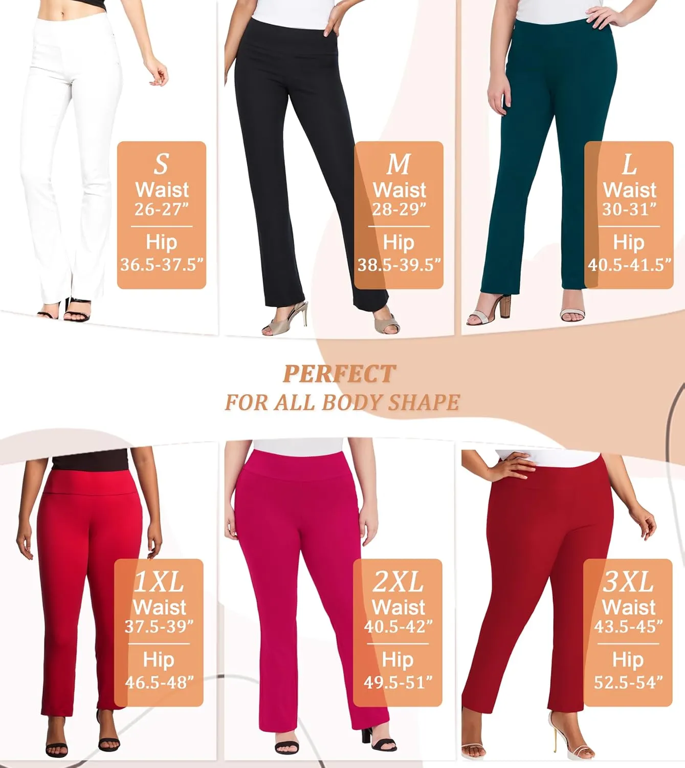 Hybrid & Company Womens Business Millennium Slim Bootcut Pants