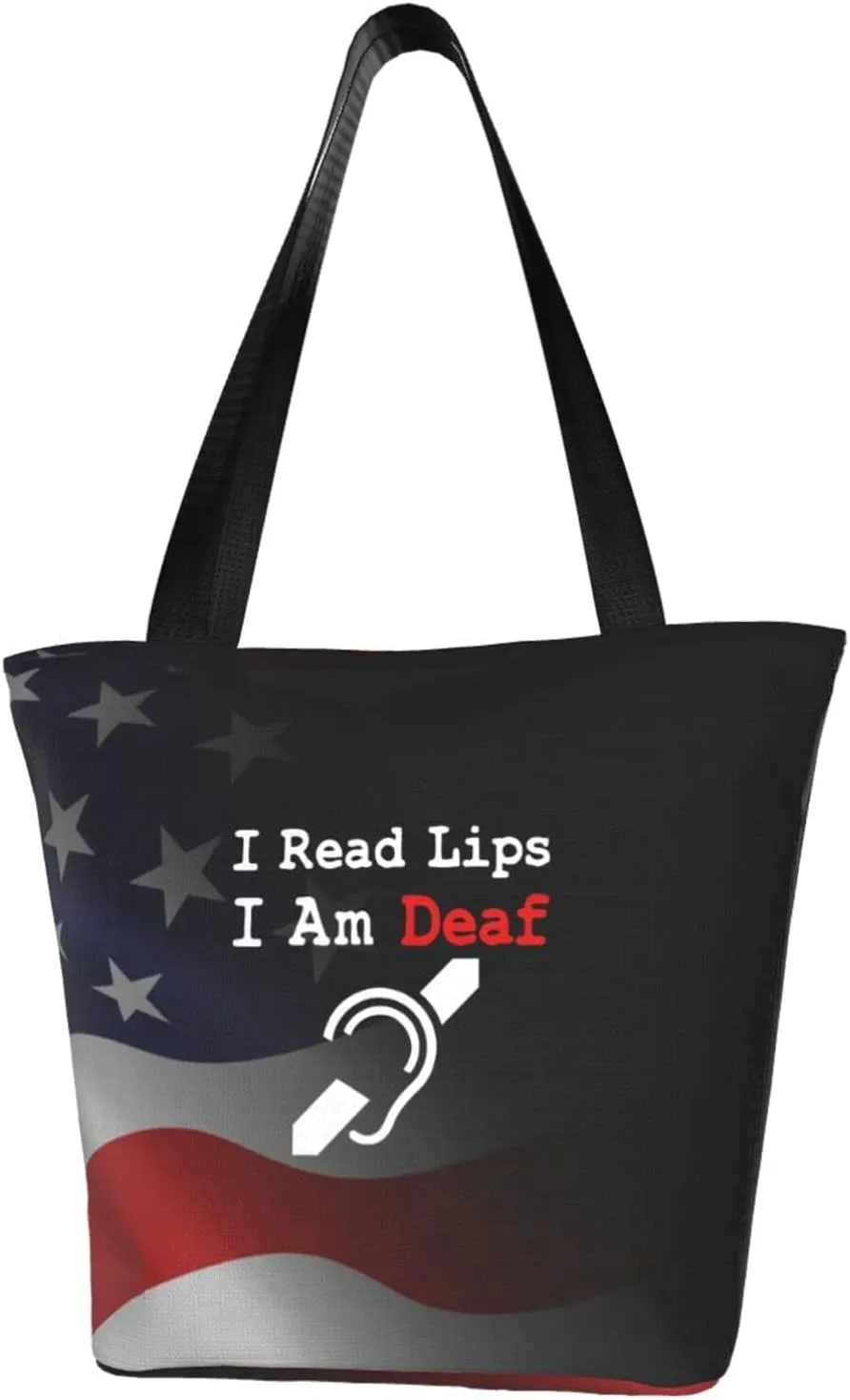 I Am Deaf I Read Lips Women'S Casual One Shoulder Carry Shopping Bag Large Capacity Working Storage Handbag