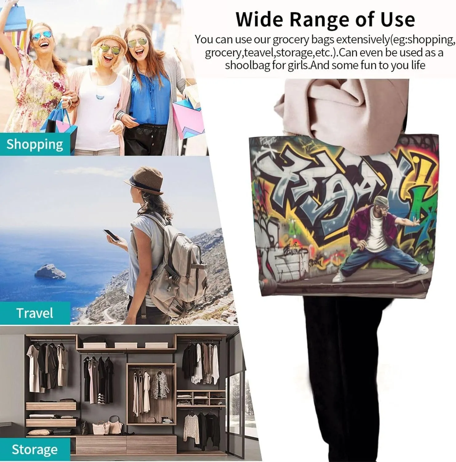 I Love Penguins Printed Shoulder Bag Women Casual Handbag Shopping Bag