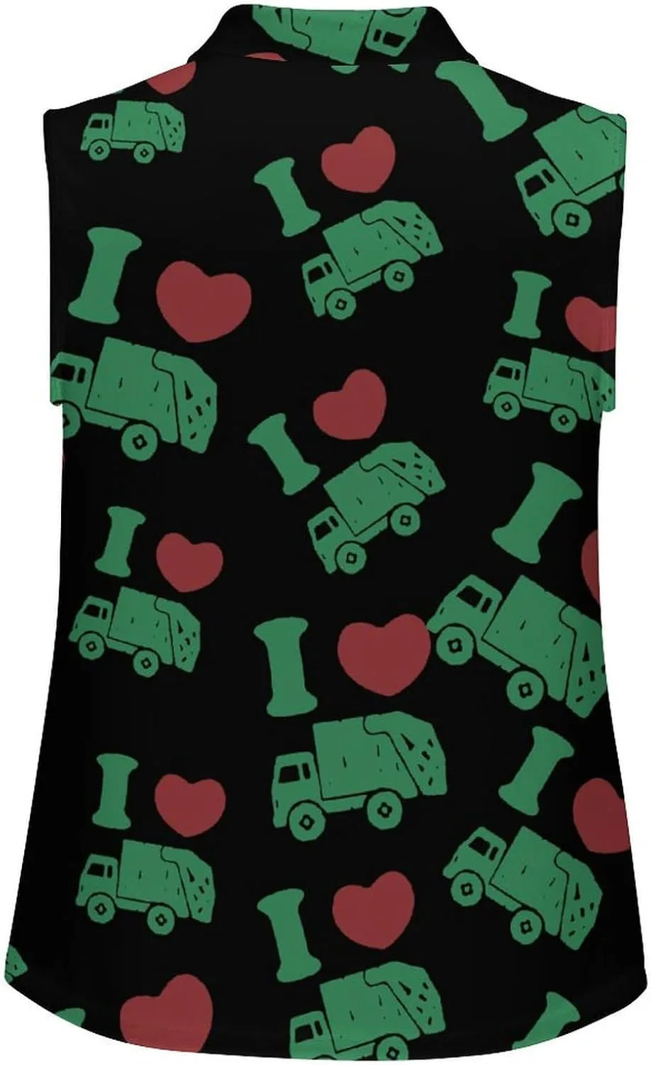 I Love Trash Garbage Trucks Women's Sleeveless Golf Polo Shirts Athletic Tank Tops