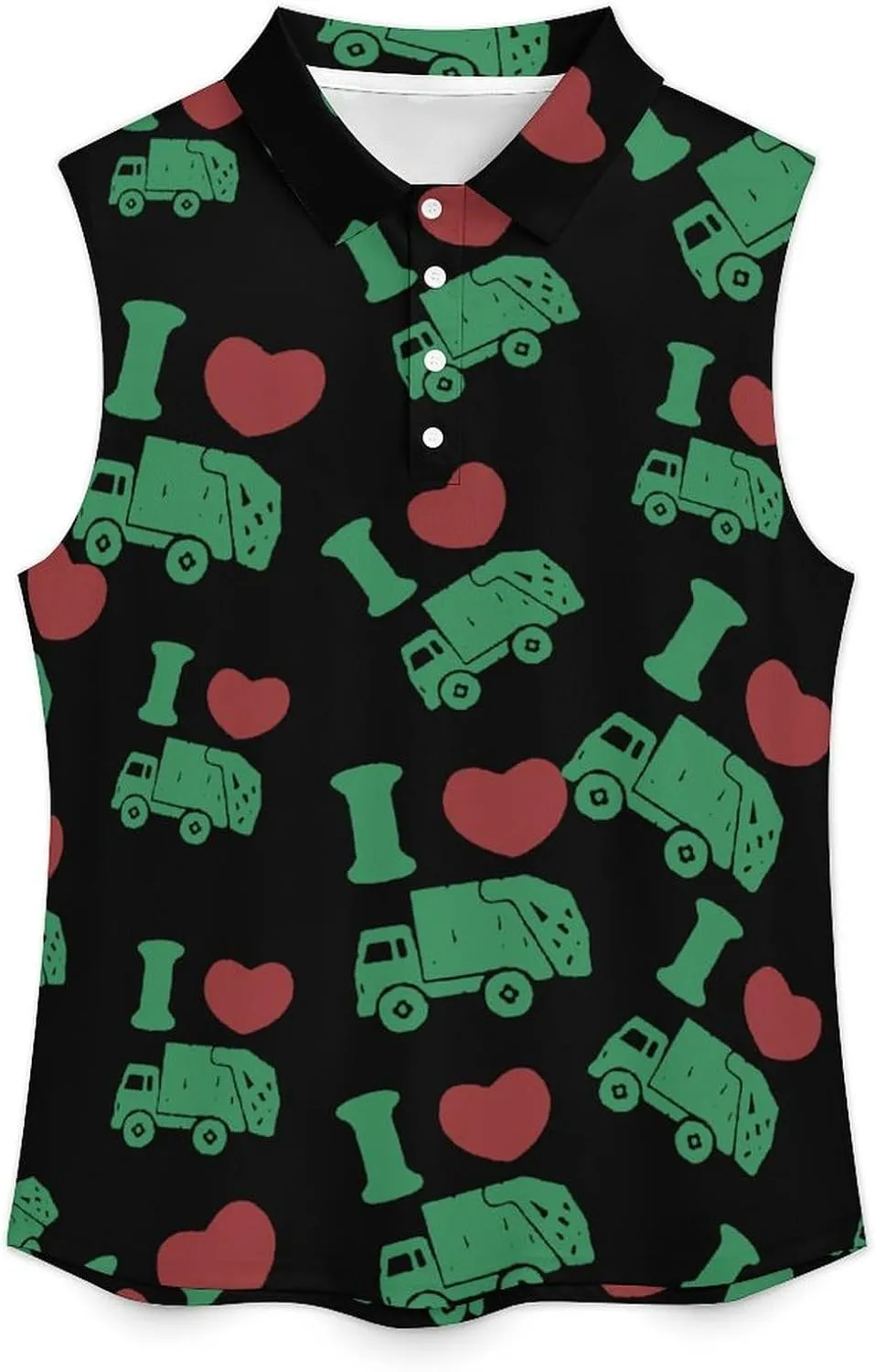 I Love Trash Garbage Trucks Women's Sleeveless Golf Polo Shirts Athletic Tank Tops