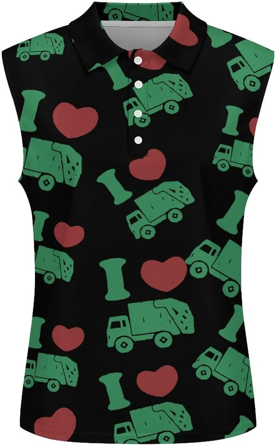 I Love Trash Garbage Trucks Women's Sleeveless Golf Polo Shirts Athletic Tank Tops