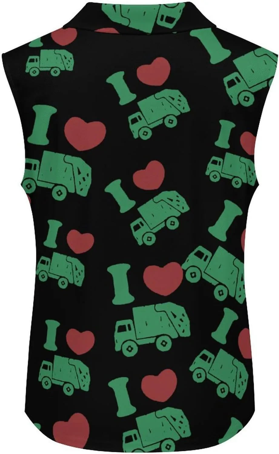 I Love Trash Garbage Trucks Women's Sleeveless Golf Polo Shirts Athletic Tank Tops