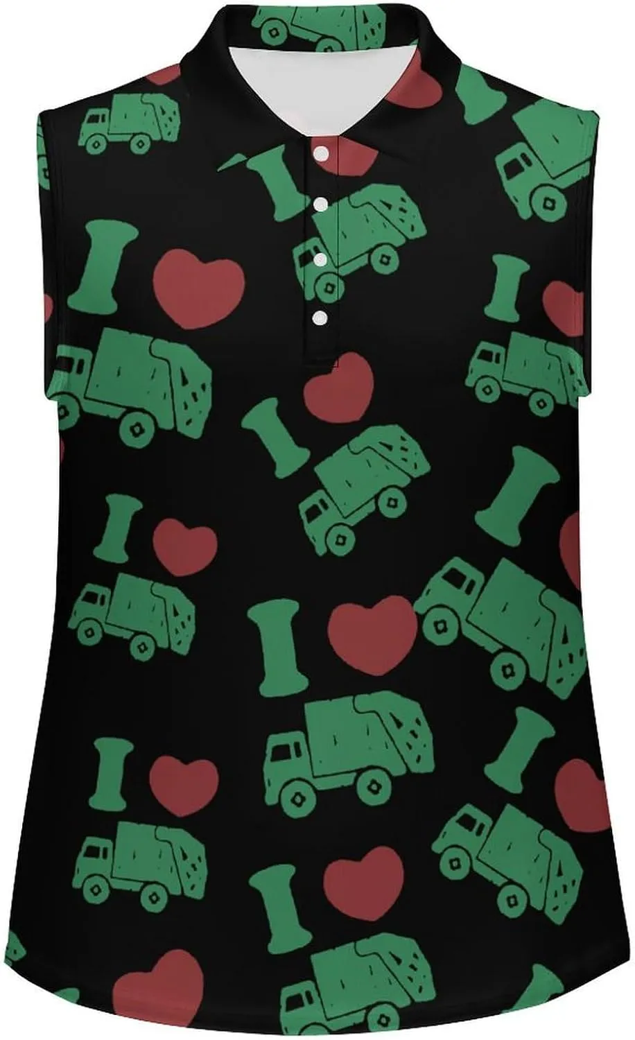 I Love Trash Garbage Trucks Women's Sleeveless Golf Polo Shirts Athletic Tank Tops