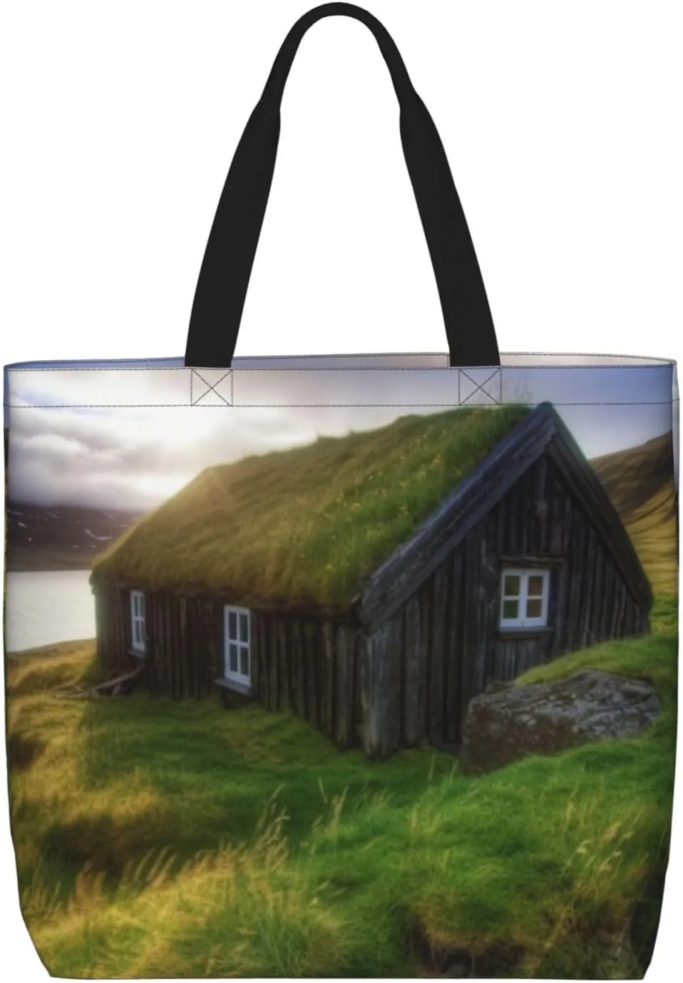 Iceland Hut printed Reusable Shopping Bag Fashion Handbag For Work Travel Shopping