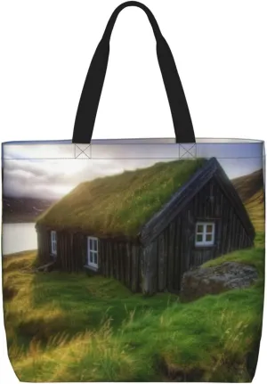 Iceland Hut printed Reusable Shopping Bag Fashion Handbag For Work Travel Shopping