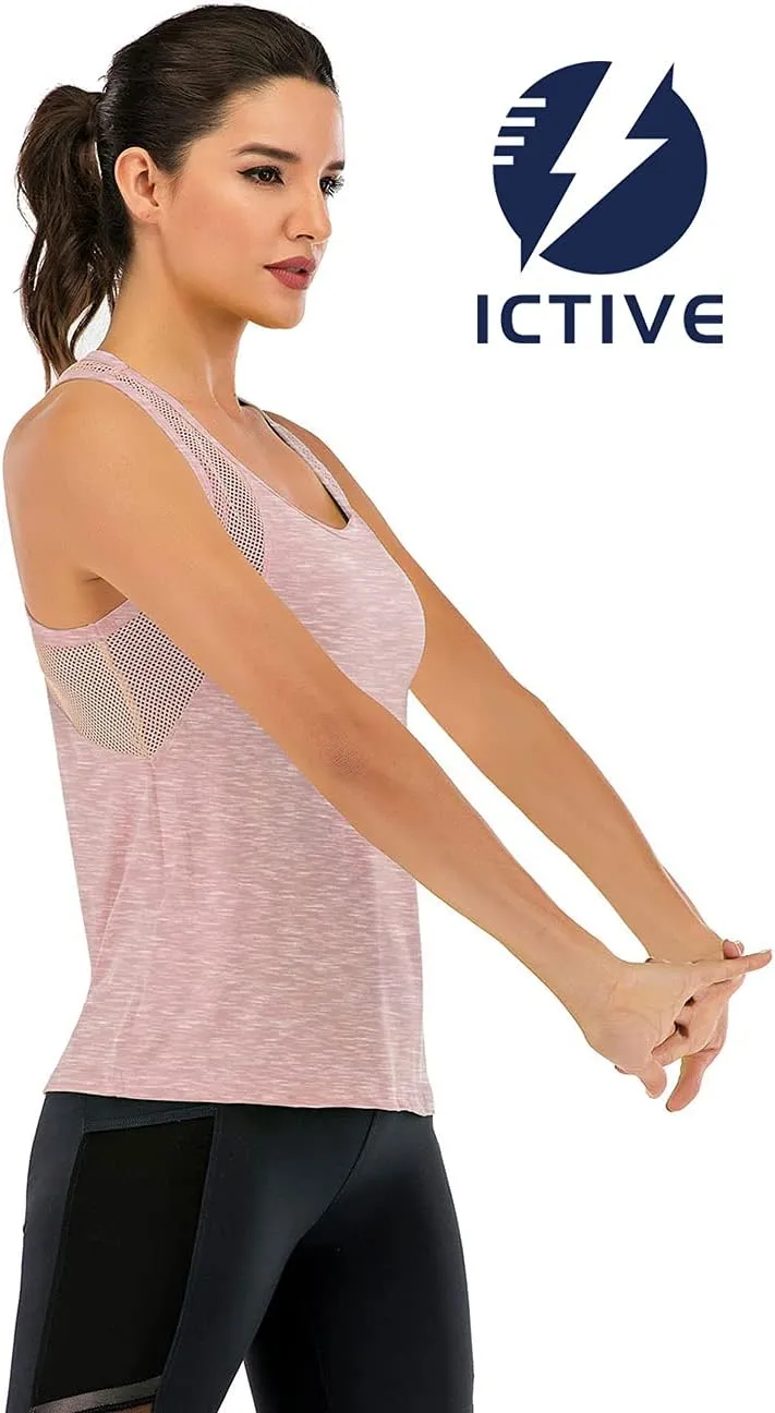 ICTIVE Workout Tank Tops for Women Loose Fit Yoga Mesh Racerback Open Back Muscle Shirts