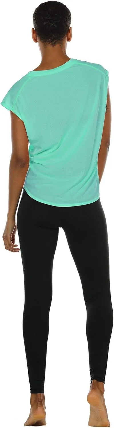 icyzone Workout T-Shirt for Women - Fitness Gym Yoga Running Exercise Cap Sleeves Tops