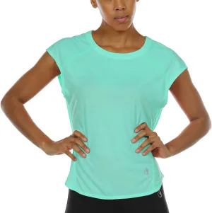 icyzone Workout T-Shirt for Women - Fitness Gym Yoga Running Exercise Cap Sleeves Tops