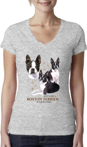 If It's Not a Boston Terrier It's Just a Dog Gift Dog Lover Womens Junior Fit V-Neck Tee
