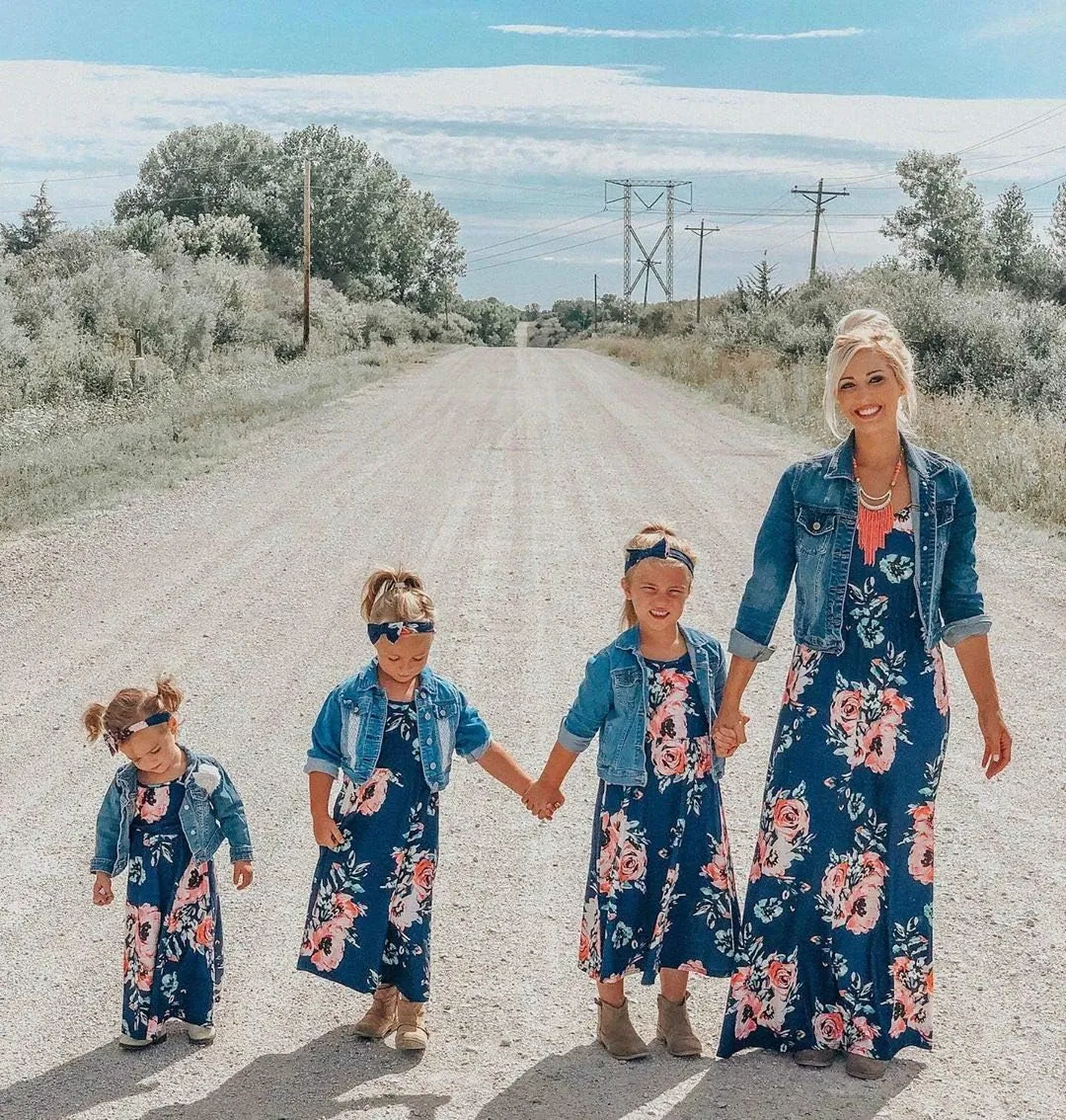 IFFEI Mommy and Me Matching Dress Spaghetti Strap Summer Casual Sundress Beach Sleeveless Dress with Headband