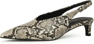 iiimmu Slingback Heels for Women Closed Toe 2 IN Kitten Heels Pointed Toe Women Pumps Low Heel Dress Shoes Faux Leather