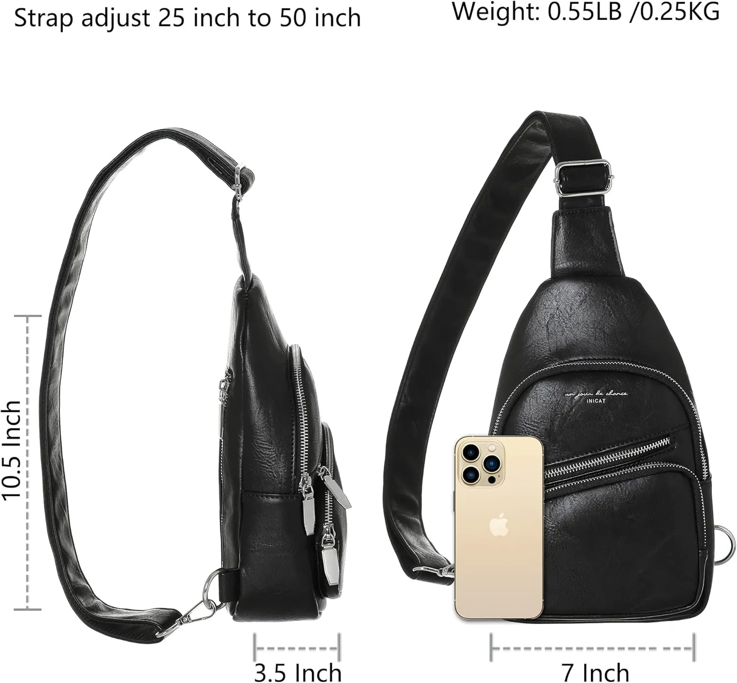 INICAT Sling Bag for Women Small Crossbody Bags Leather Fanny Pack for Travel Essentials(Style5-Brown)
