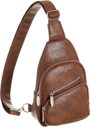 INICAT Sling Bag for Women Small Crossbody Bags Leather Fanny Pack for Travel Essentials(Style5-Brown)