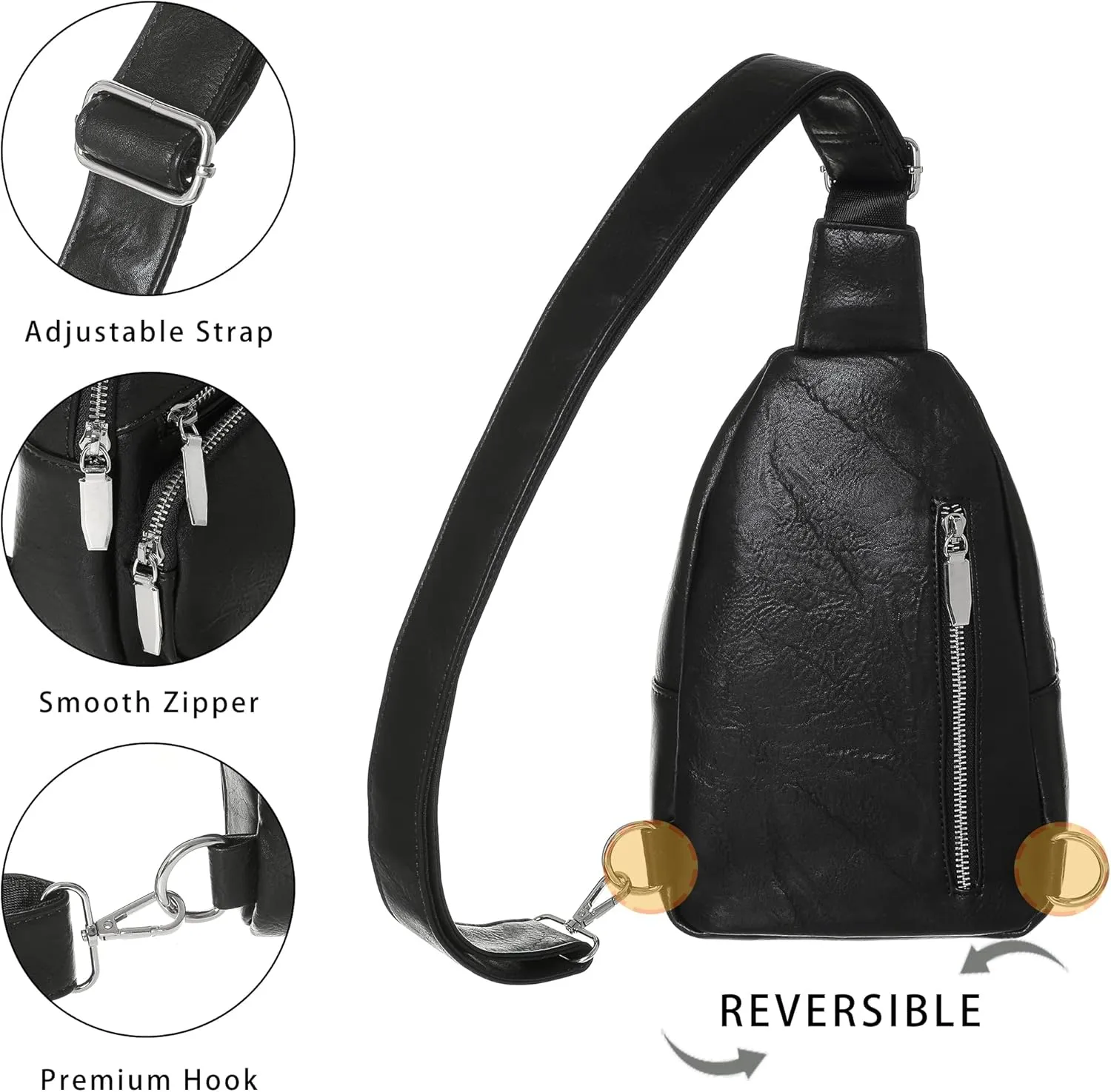 INICAT Sling Bag for Women Small Crossbody Bags Leather Fanny Pack for Travel Essentials(Style5-Brown)