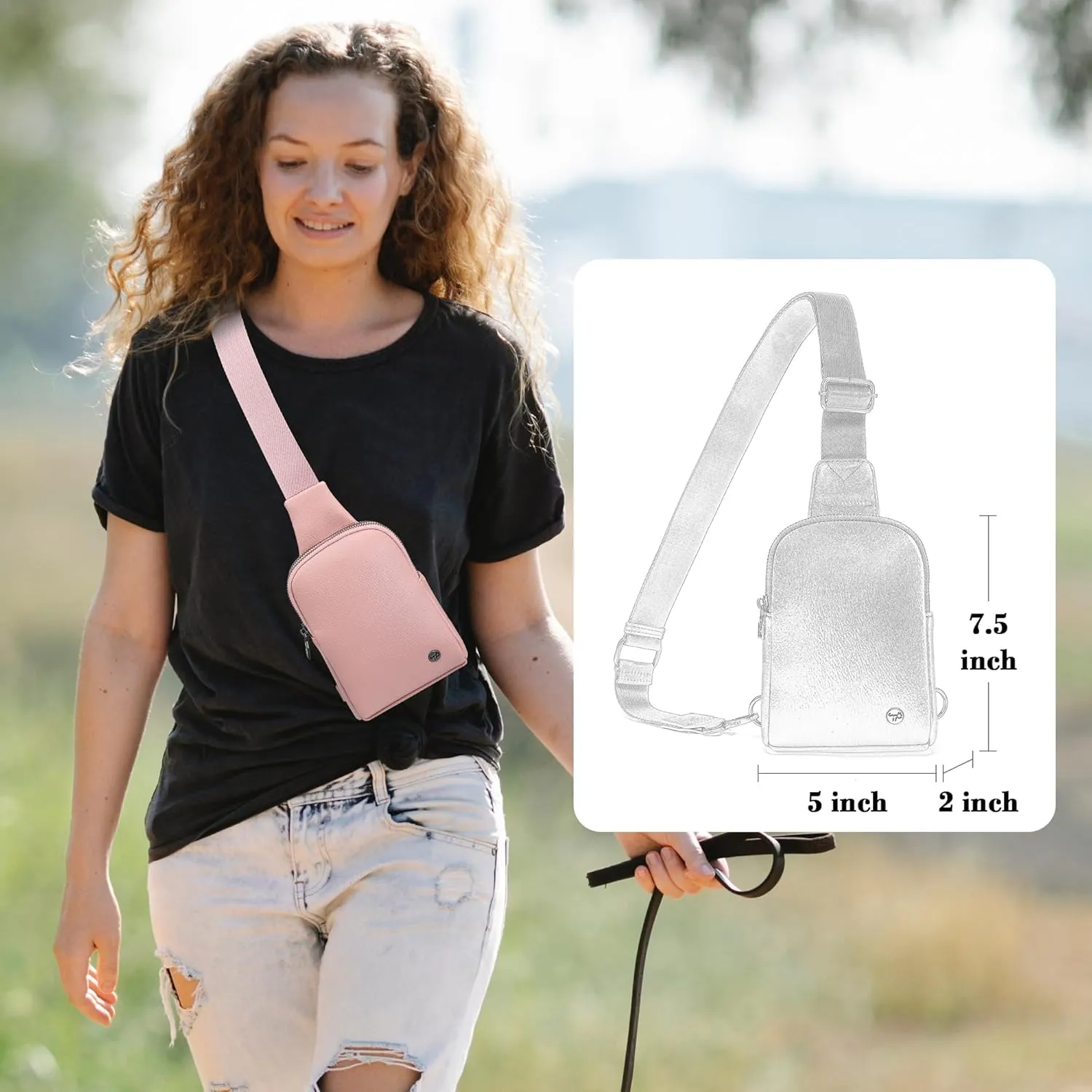 INICAT Small Crossbody Sling Bags for Women Vegan Leather Cell Phone Purse Fanny Packs for Women Men