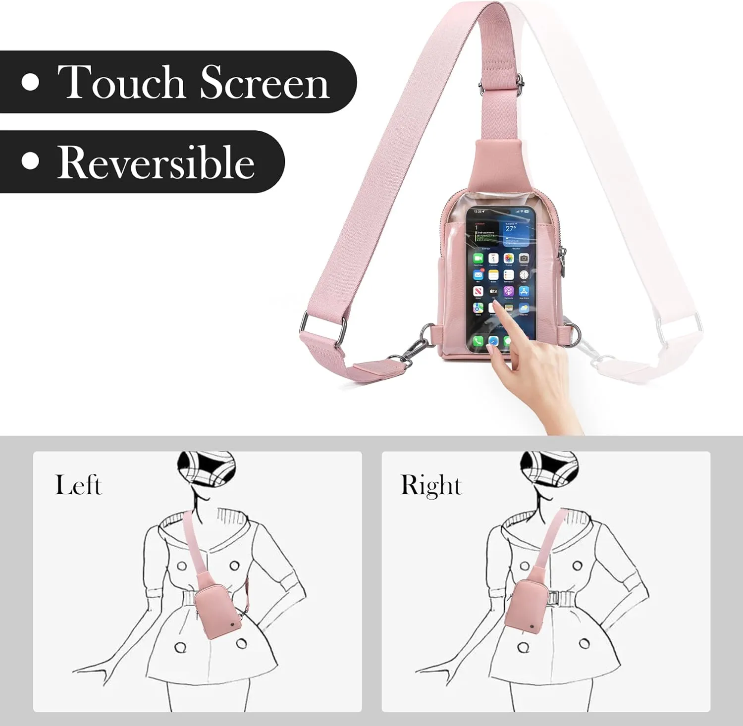 INICAT Small Crossbody Sling Bags for Women Vegan Leather Cell Phone Purse Fanny Packs for Women Men