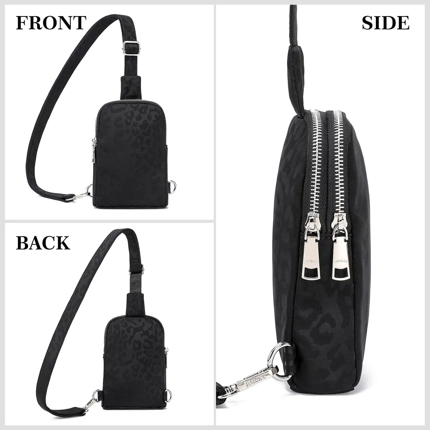 INICAT Small Crossbody Sling Bags for Women Vegan Leather Cell Phone Purse Fanny Packs for Women Men