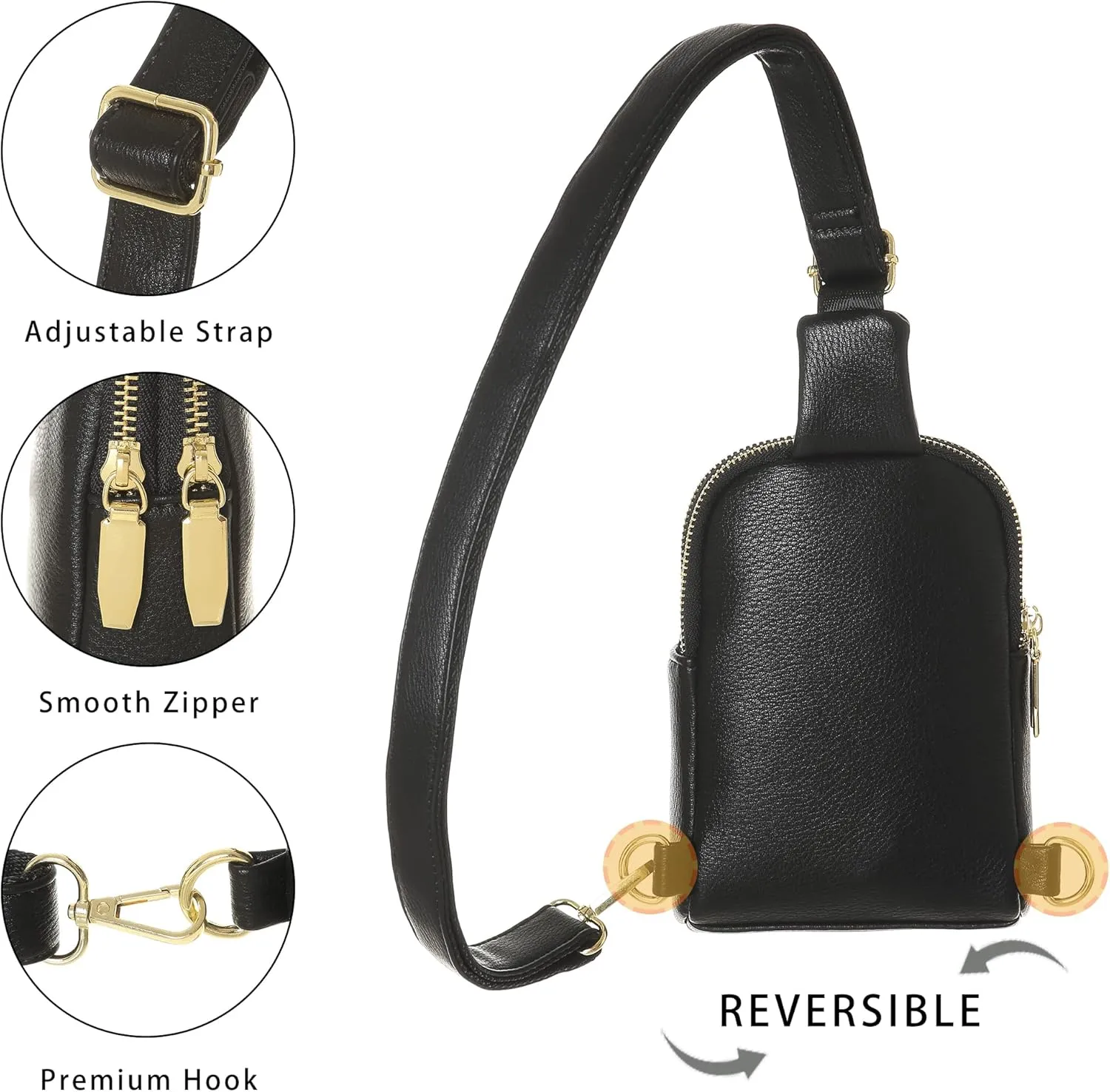 INICAT Small Crossbody Sling Bags for Women Vegan Leather Cell Phone Purse Fanny Packs for Women Men