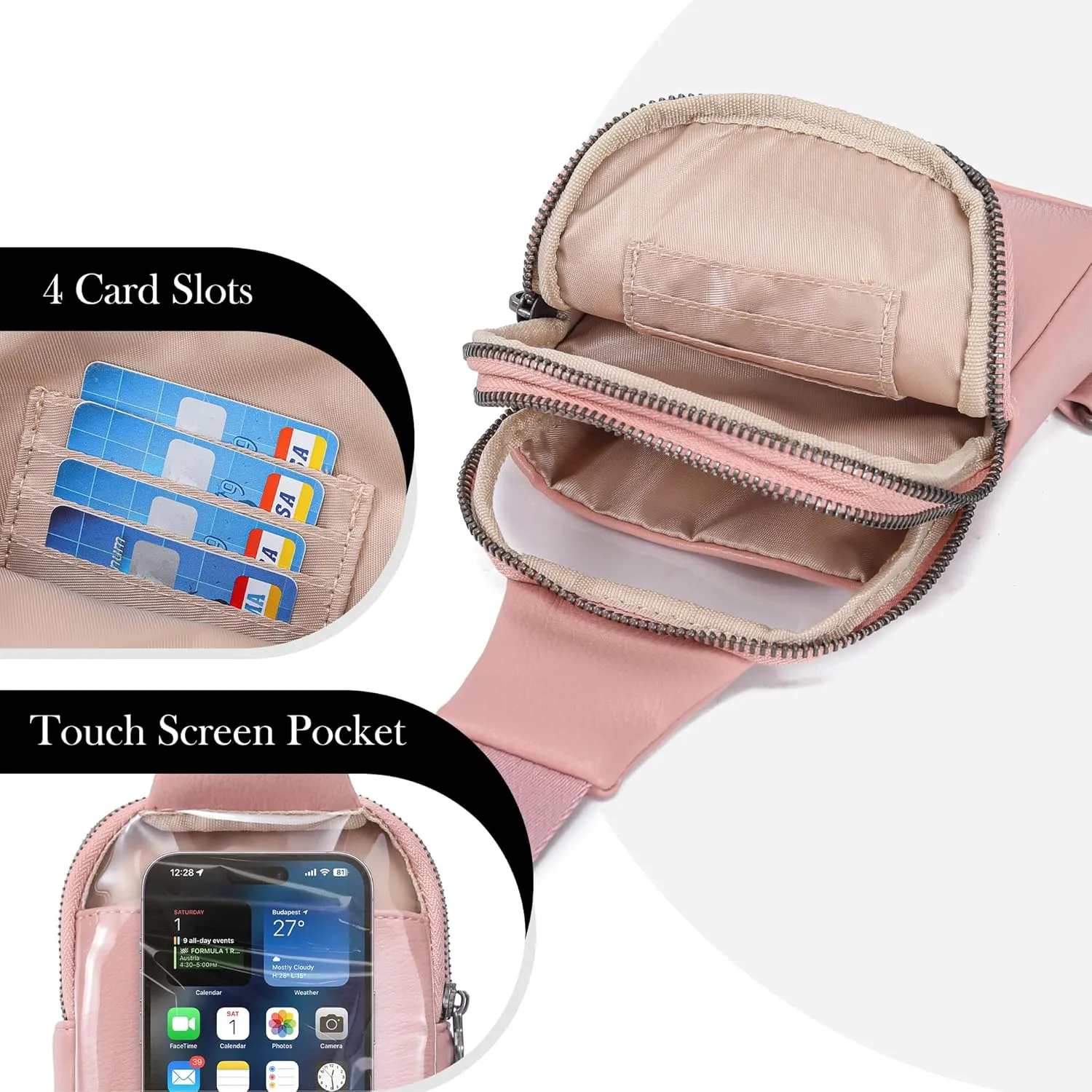 INICAT Small Crossbody Sling Bags for Women Vegan Leather Cell Phone Purse Fanny Packs for Women Men
