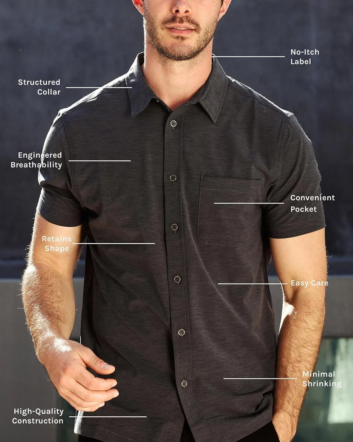 INTO THE AM Men's Casual Button Up Shirt Essential Short Sleeve Button Down Shirts - Stylish Business Casual Dress Shirt