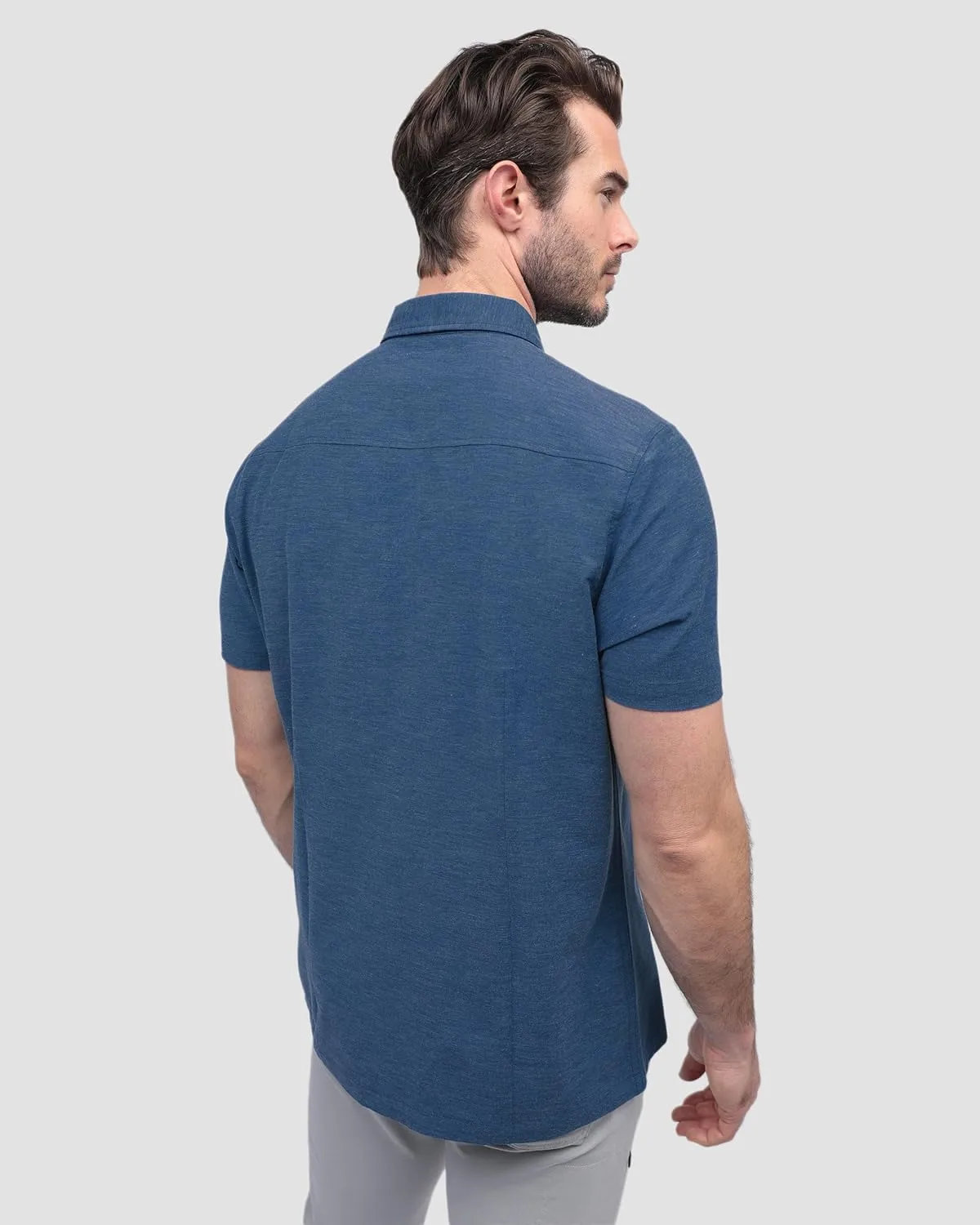 INTO THE AM Men's Casual Button Up Shirt Essential Short Sleeve Button Down Shirts - Stylish Business Casual Dress Shirt
