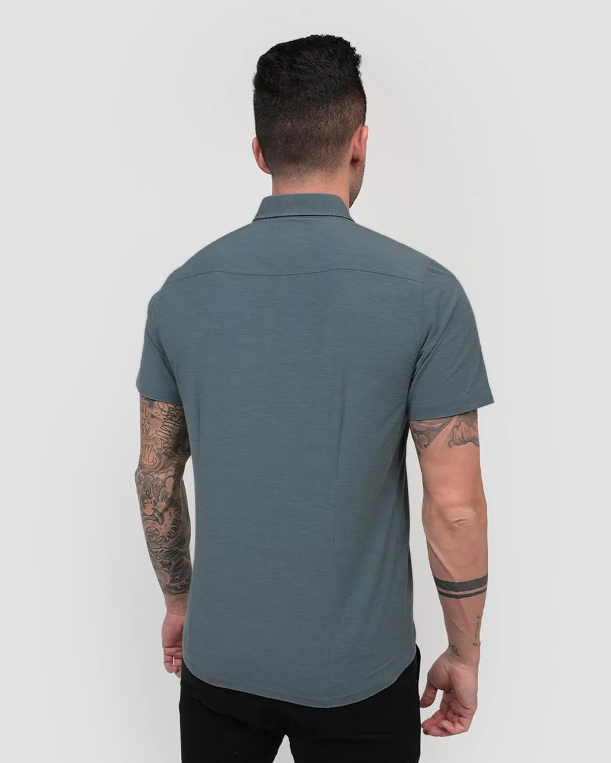 INTO THE AM Men's Casual Button Up Shirt Essential Short Sleeve Button Down Shirts - Stylish Business Casual Dress Shirt