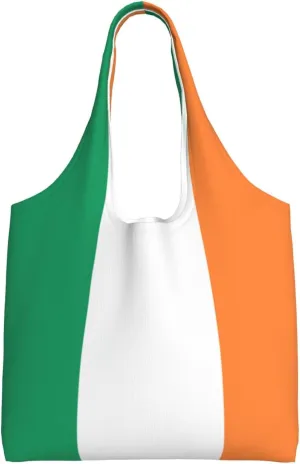 Irish flag Printed single-shoulder canvas bag, fashionable daily canvas bag, suitable for daily travel and shopping
