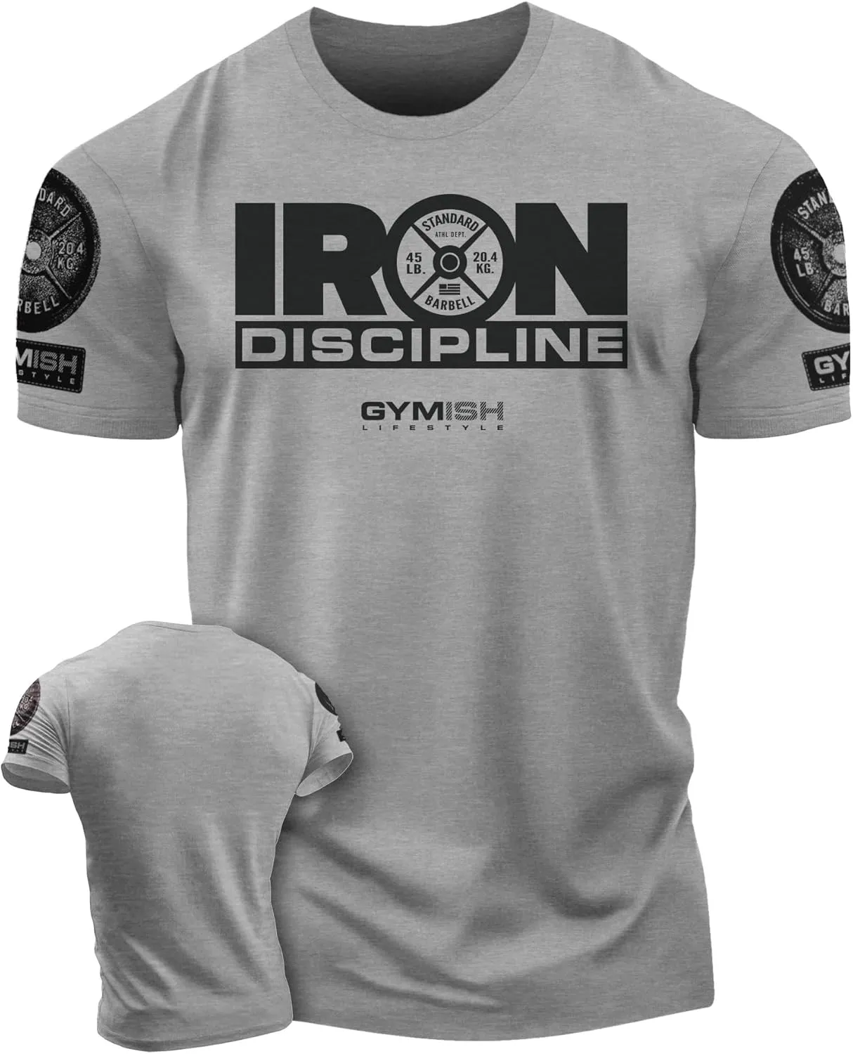 Iron Discipline Gym Workout Shirt for Men Motivational T-Shirt (LG, Iron Discipline Grey)