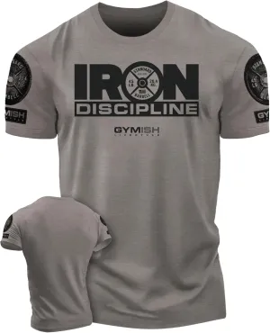 Iron Discipline Gym Workout Shirt for Men Motivational T-Shirt (LG, Iron Discipline Warm Grey)