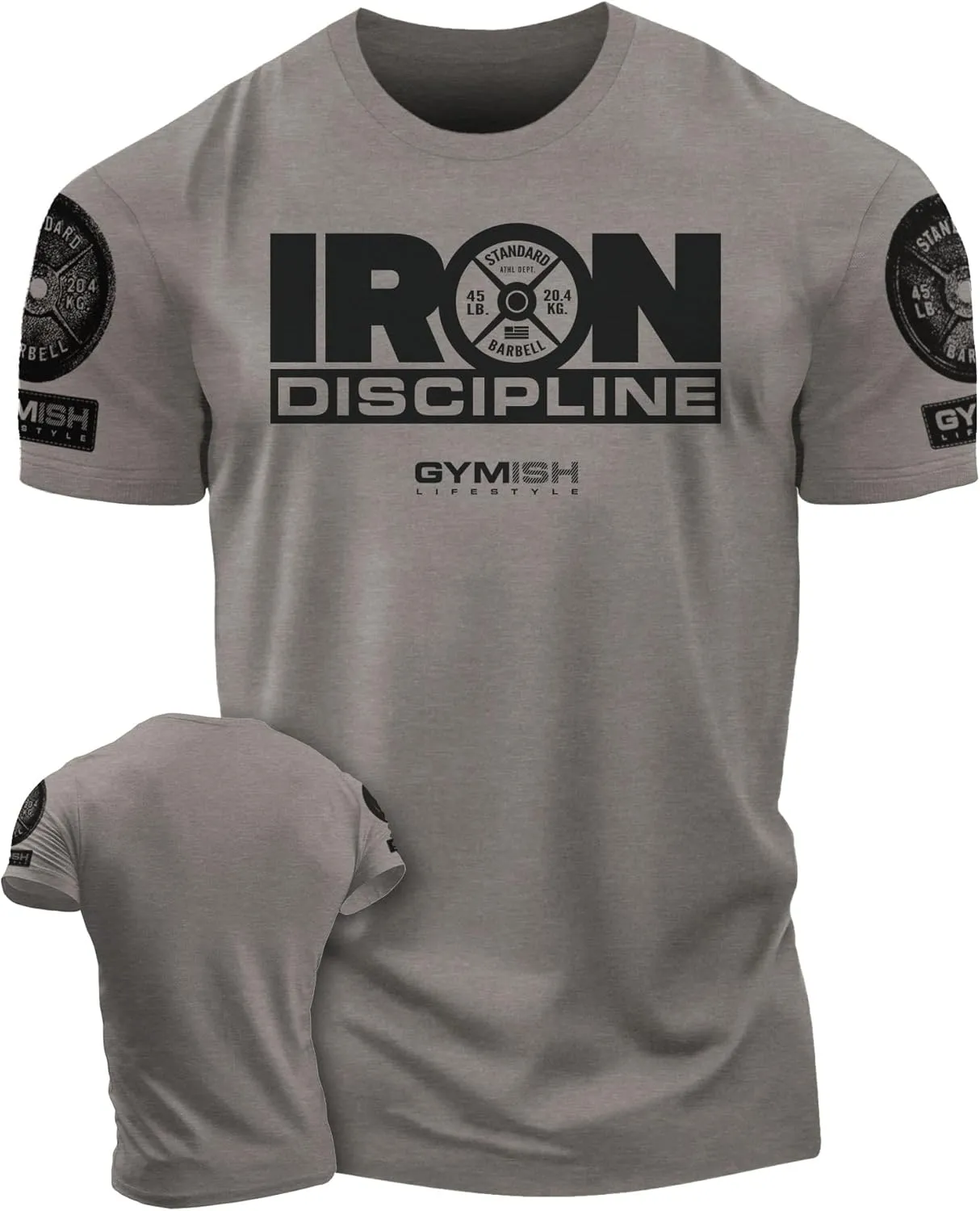 Iron Discipline Gym Workout Shirt for Men Motivational T-Shirt (LG, Iron Discipline Warm Grey)