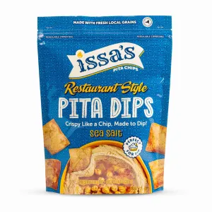 Issa's Restaurant Style Sea Salt Pita Dips | Authentic Lebanese Pita Chip Recipe | Thin and Crispy Dippable Pita Chips Made with Locally Sourced Ingredients | 4-Pack of 10oz Chip Bags