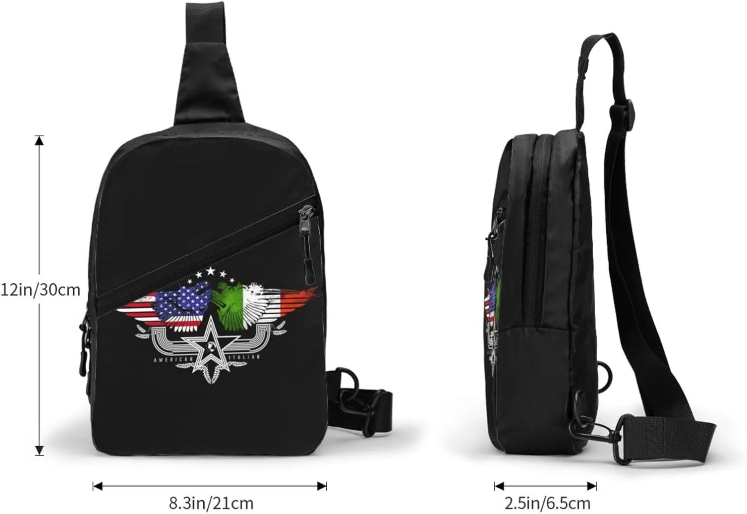 Italian Italy American Flag Crossbody Bag Portable Sling Bags Foldable Chest Daypack Reusable Sports Shoulder Backpack Diagonally Casual Rucksack Travel Bag