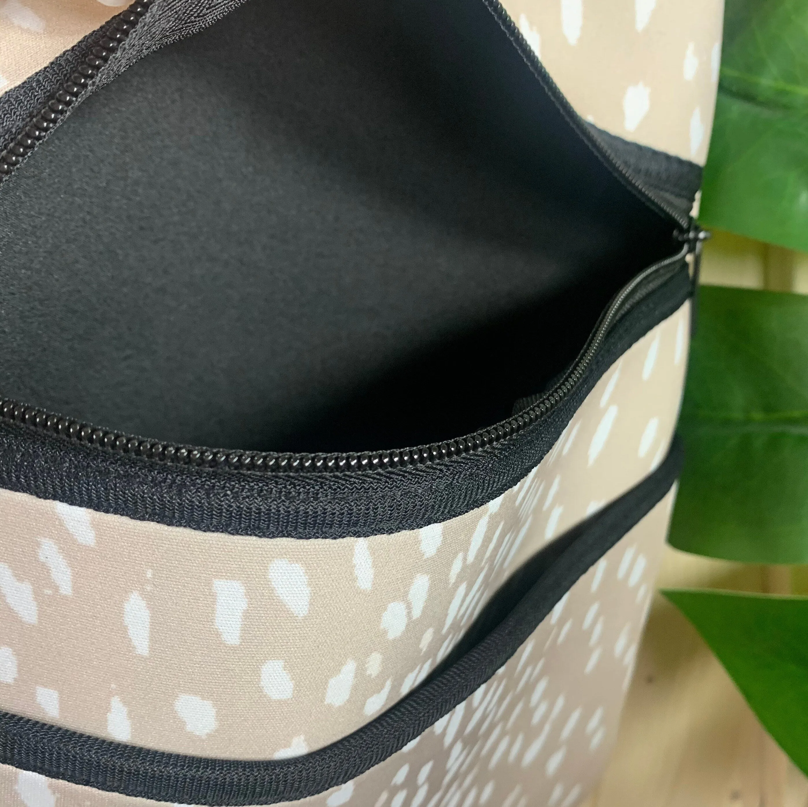 Ivory Doe light beige NEOPRENE bag   white deer speckled print in Crossbody or Tote size or Duo 2-in-1 combo purse   tote antelope khaki