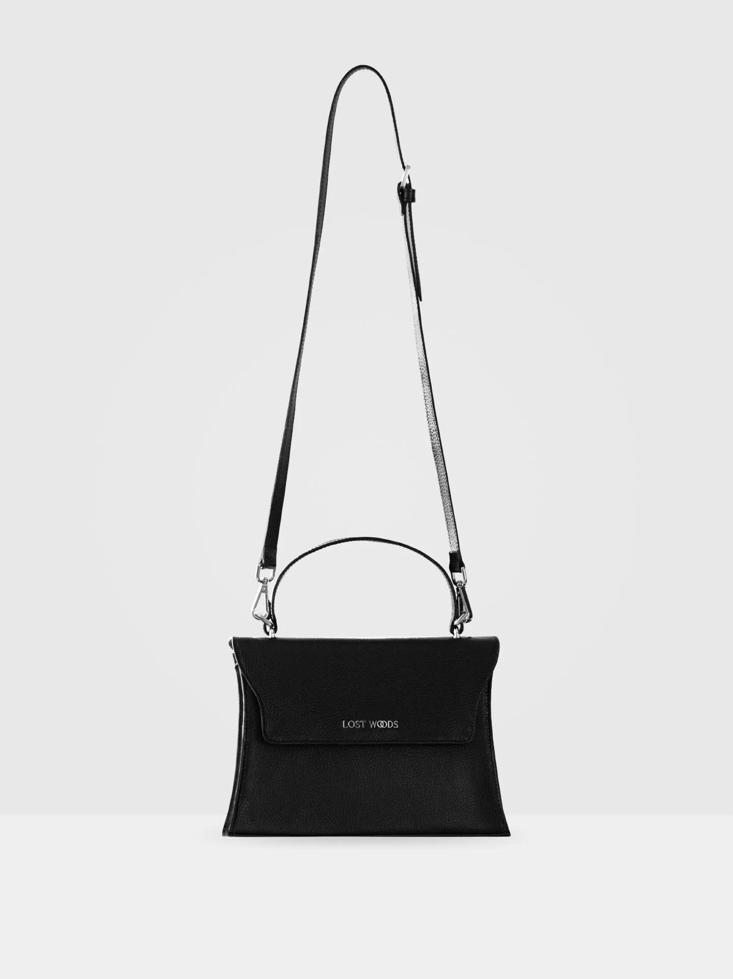 Ivy Top Handle Bag in Black & Silver