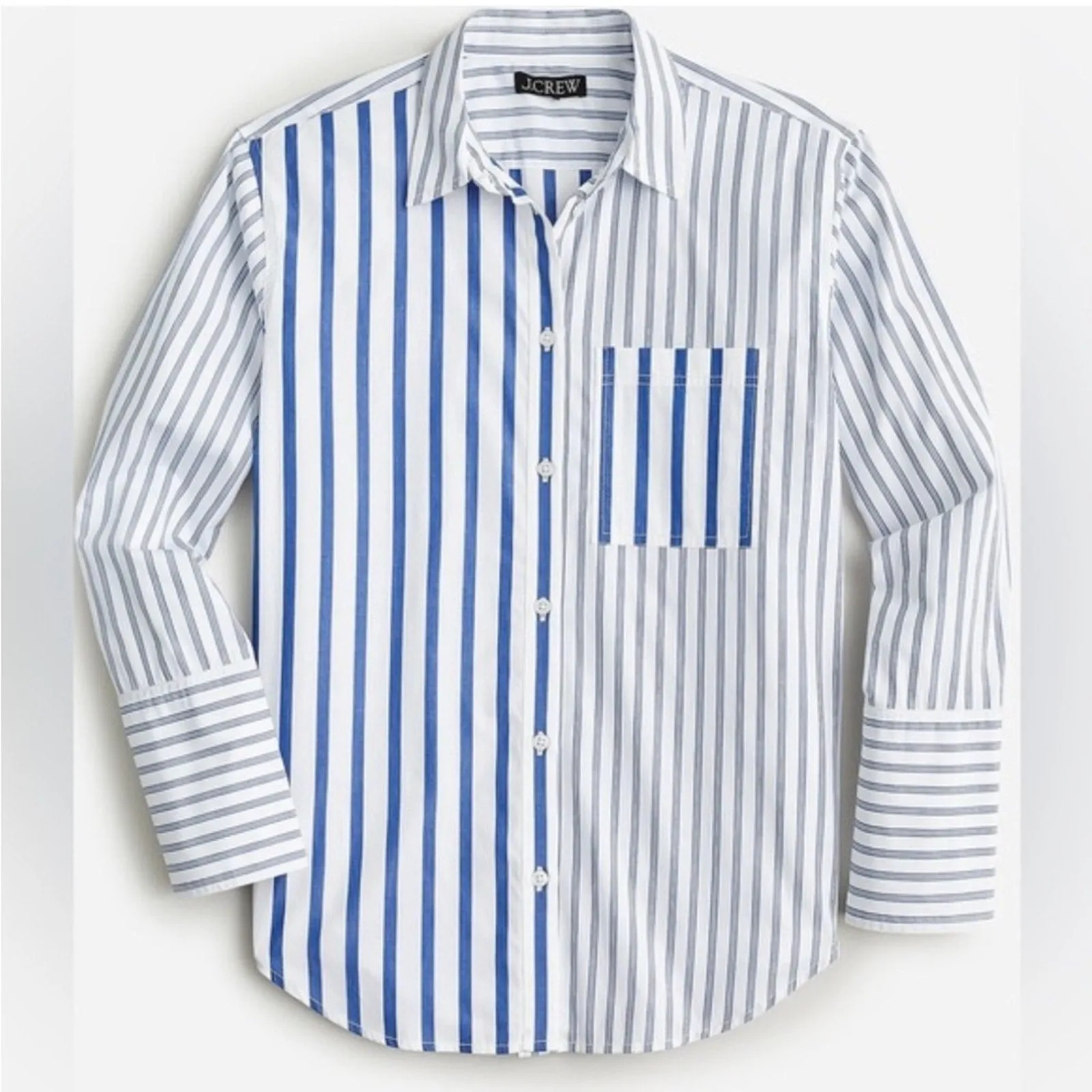 J. Crew Striped Long Sleeve Cotton Button-Down Top (8) or (Medium)