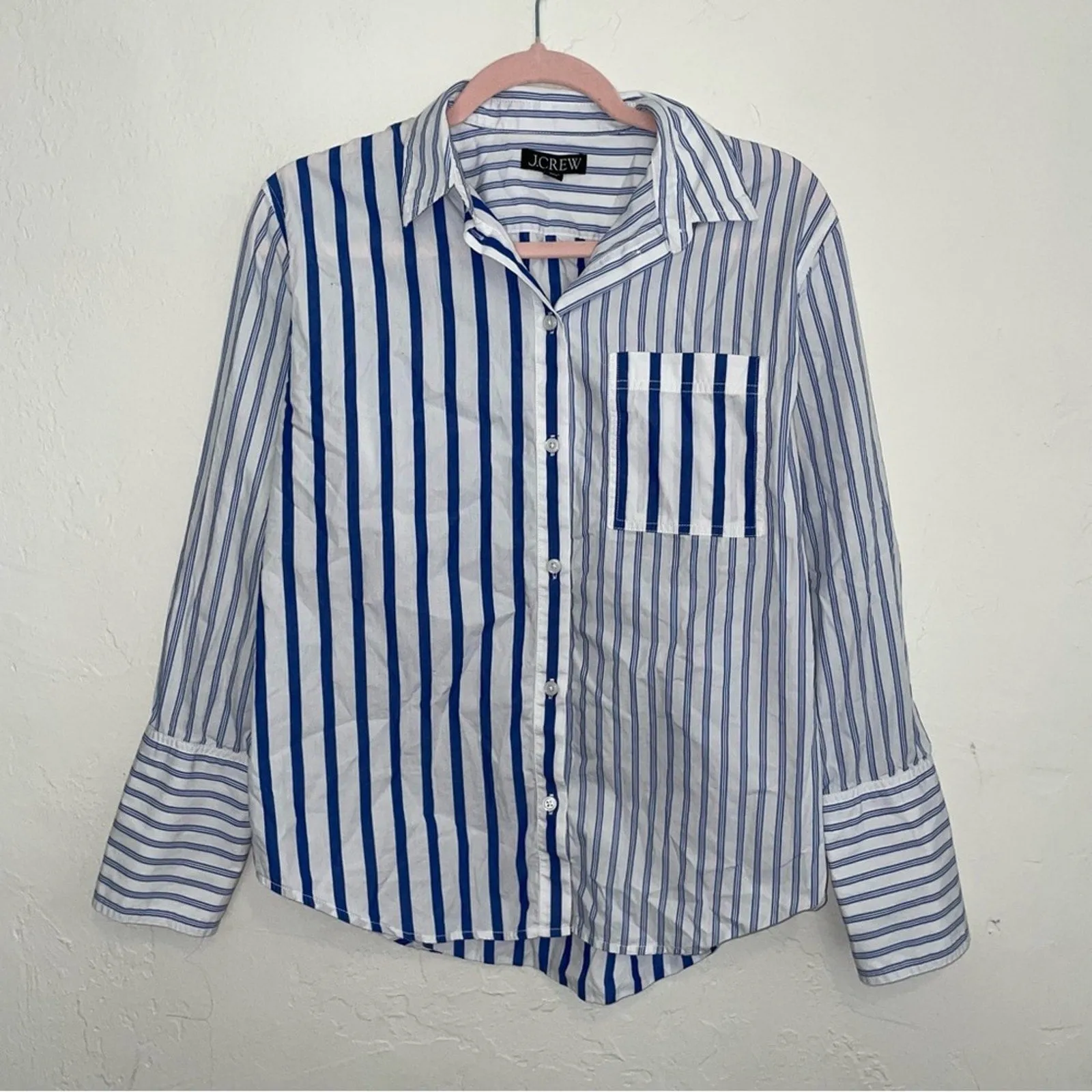J. Crew Striped Long Sleeve Cotton Button-Down Top (8) or (Medium)