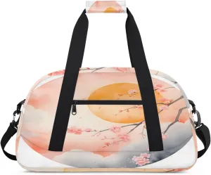 Japan Traditional Pattern Gym Duffel Bag for Men Women Sakura Sports Tote Bag with Adjustable Shoulder Strap for Dance Gymnastics Traveling Outdoor Camping Overnight Stay