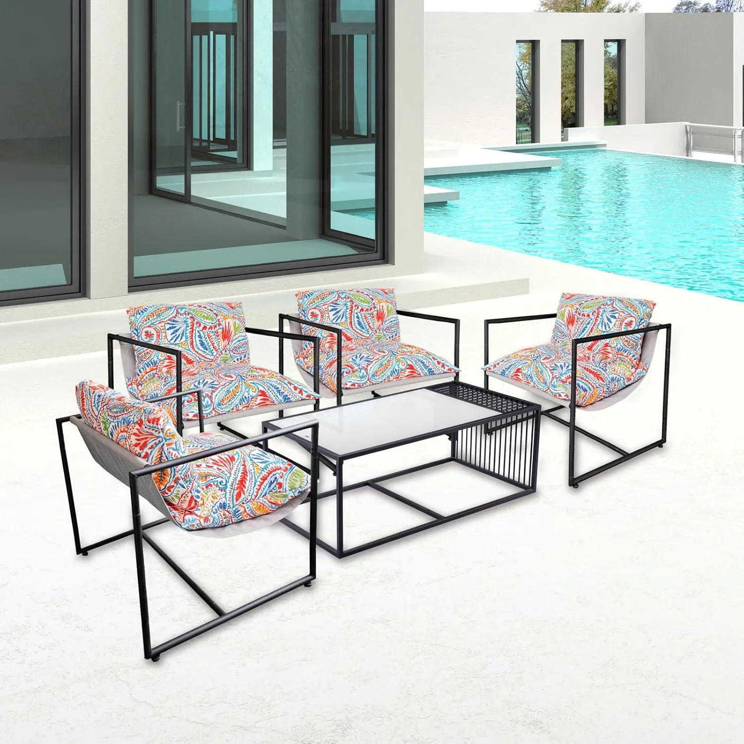JMGBird Accent Chair Metal Chairs Frame for Patio Deck Garden Yard Balcony Living Room Porch Poolside
