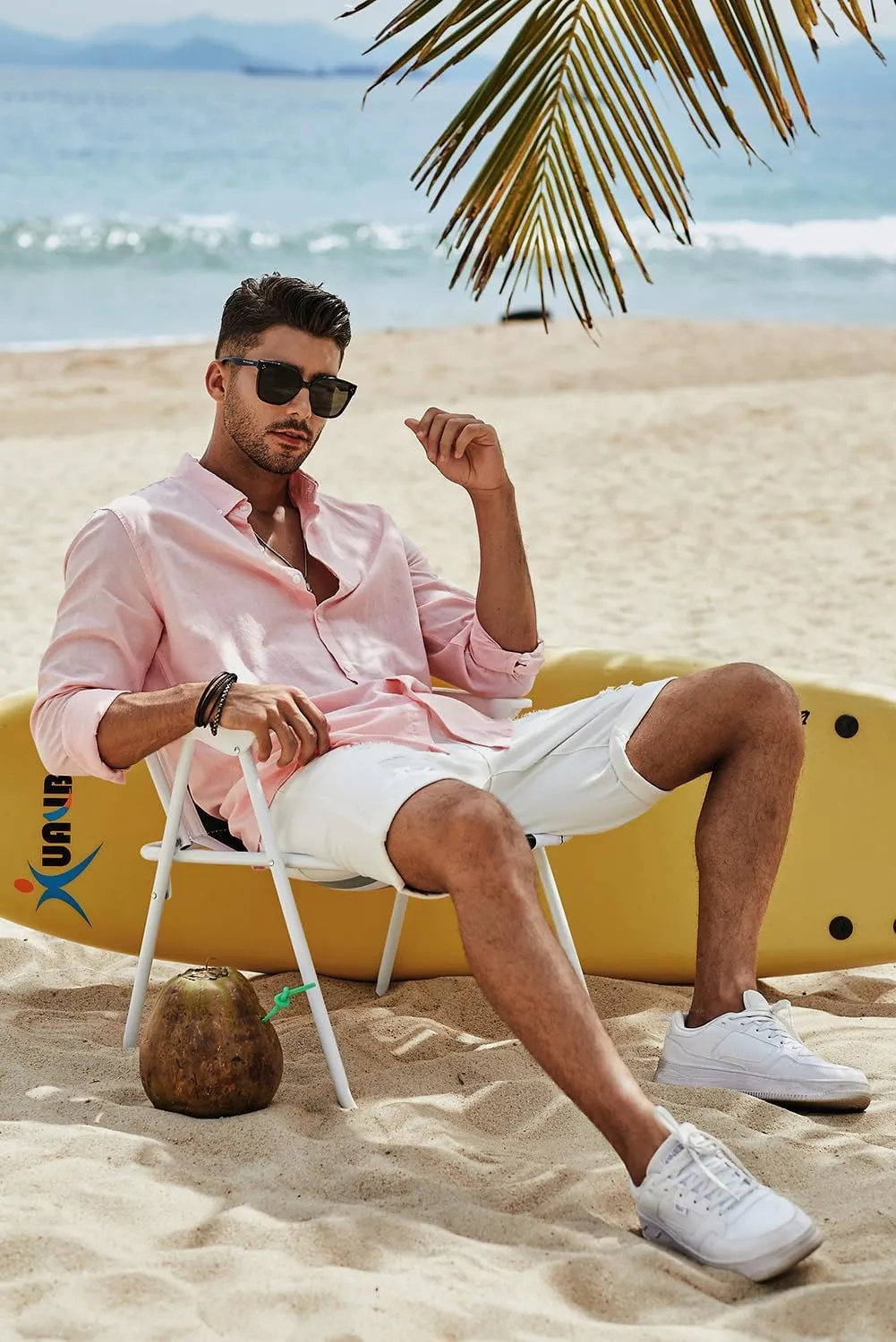 JMIERR Men's Cotton Linen Button Down Shirt Casual Stylish Long Sleeve Business Dress Shirts