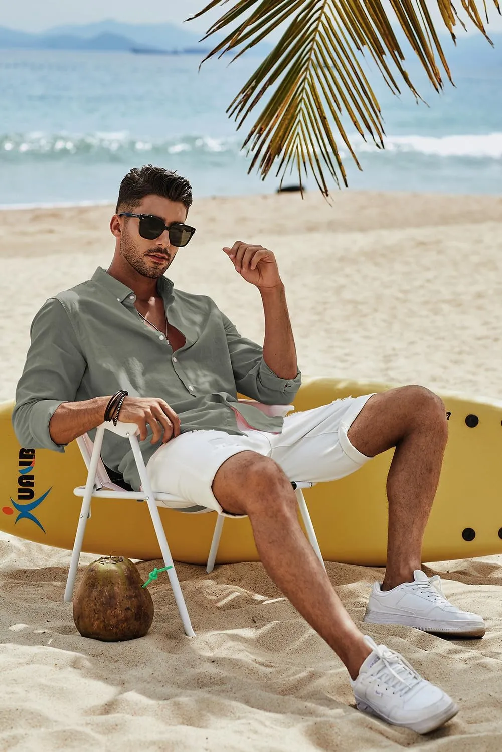 JMIERR Men's Cotton Linen Button Down Shirt Casual Stylish Long Sleeve Business Dress Shirts