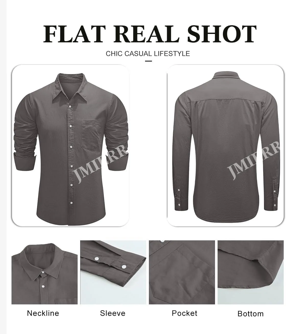 JMIERR Mens Cotton Linen Casual Stylish Button Down Shirt Long Sleeve Dress Shirts