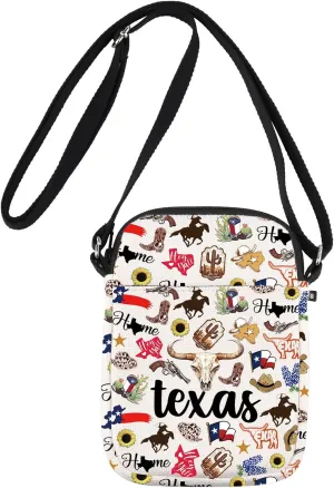 JNIAP Texas Crossbody Bag Texas Trip Gifts Texas Travel Gifts Texas Travel Purse Travel Themed Gifts Texas Shoulder Bag
