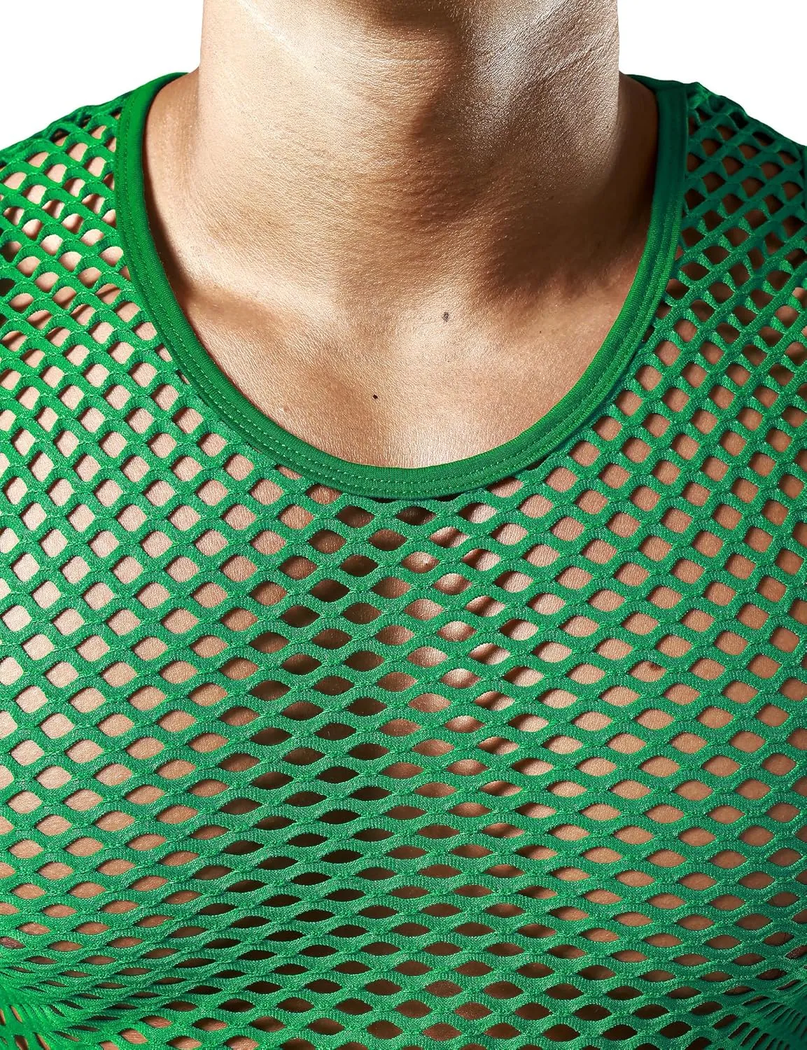 JOGAL Men's Mesh Fishnet Fitted Sleeveless Muscle Top