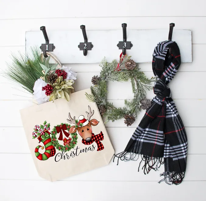 JOY reindeer Christmas tote