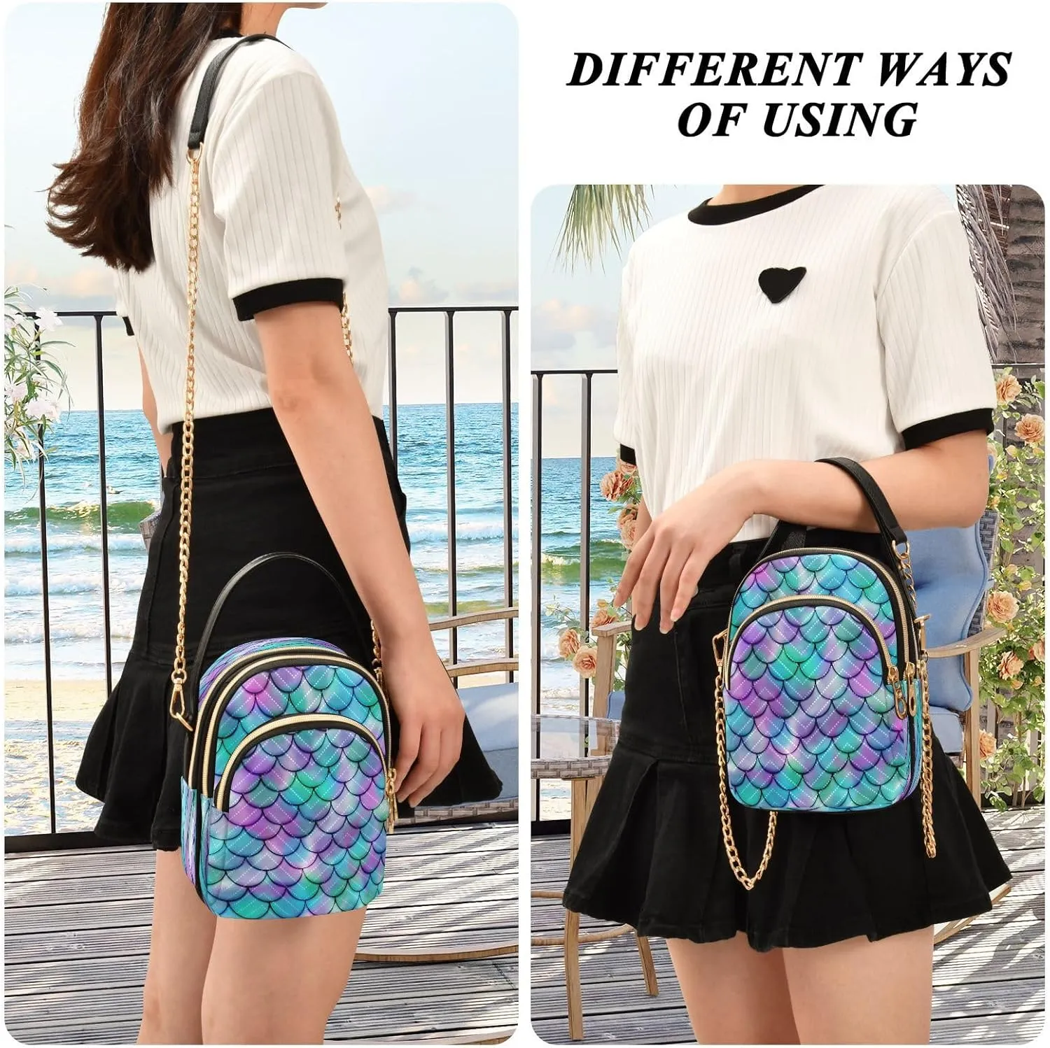 JSTEL Small Crossbody Bag for Women with Compartments,Long Strap Crossbody Purse Polyester Phone Purse Wallet