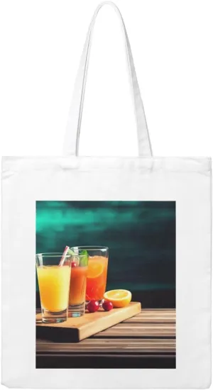 Juice on the wooden board printed Canvas Shopping Bag Handbag tote bag