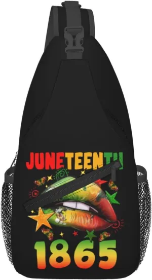 Juneteenth 1865 Lip Crossbody Bag Adjustable Sling Bag Casual Chest Bags Travel Shoulder Backpack