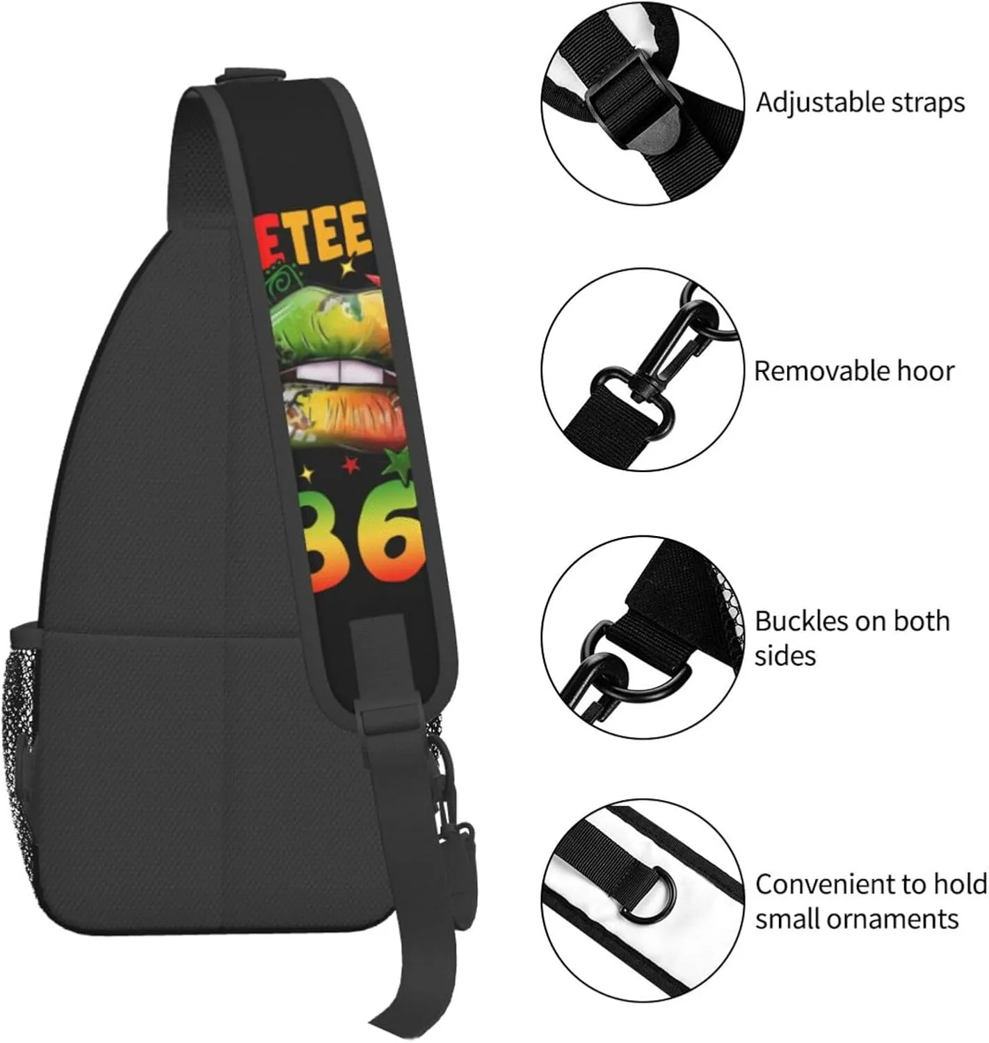 Juneteenth 1865 Lip Crossbody Bag Adjustable Sling Bag Casual Chest Bags Travel Shoulder Backpack