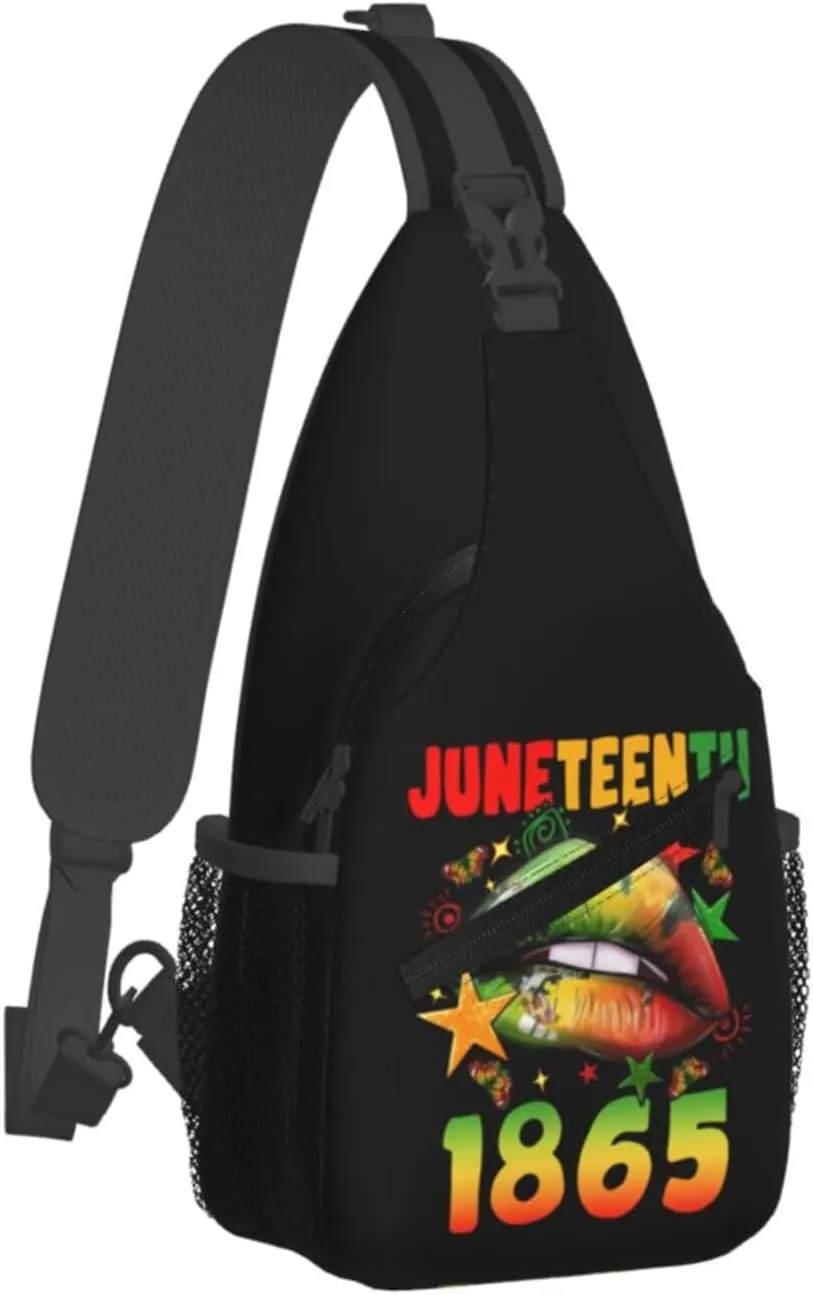 Juneteenth 1865 Lip Crossbody Bag Adjustable Sling Bag Casual Chest Bags Travel Shoulder Backpack